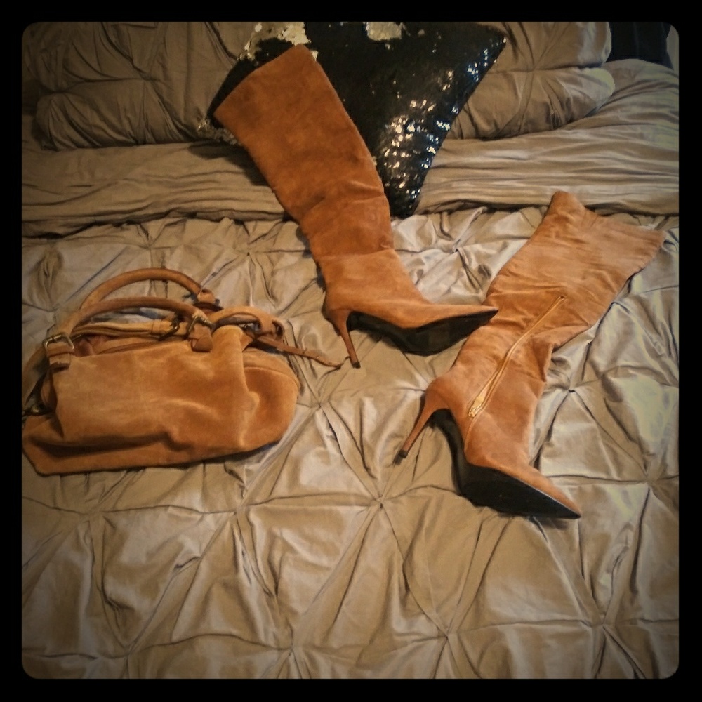 Brand new Carmel boots and matching bag!